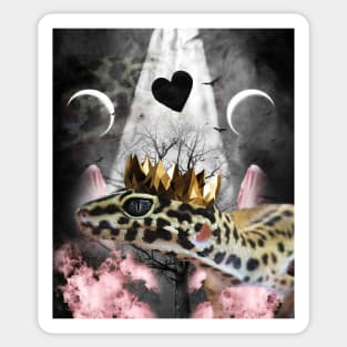 Goth Leopard Gecko With Crown Head Piece Sticker